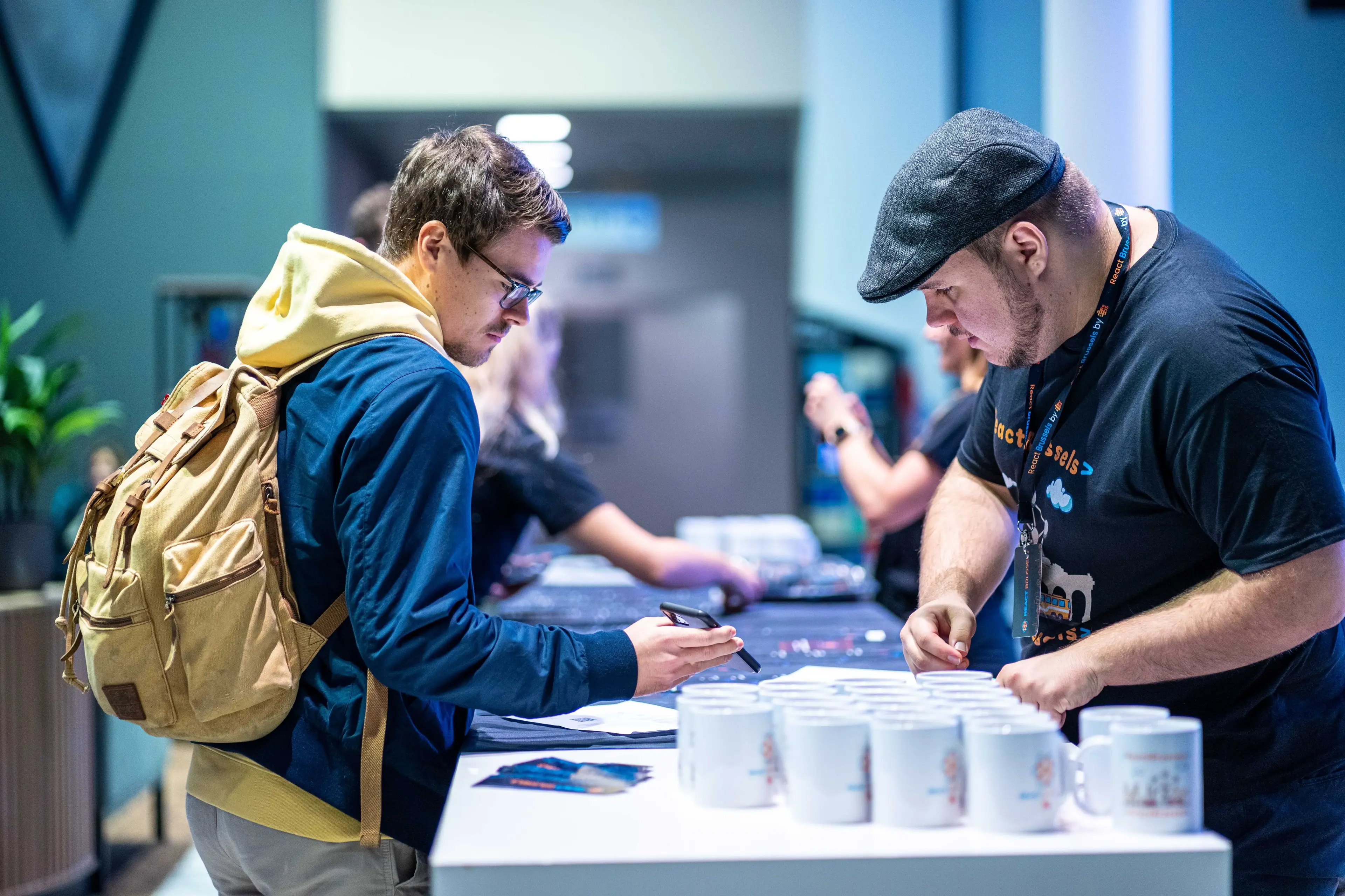 Badge pickup at React Brussels 